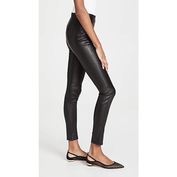 Theory High Rise Adbelle L2 Leather Skinny Pants Black Size 4 - Picture 4 of 15